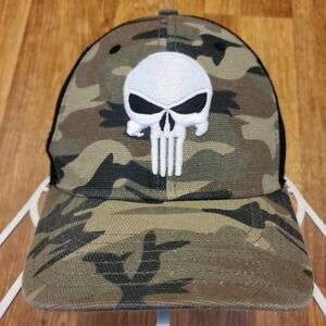 Marvel Punisher Hat Cap Boys Snapback Camouflage Skull Logo Trucker‎